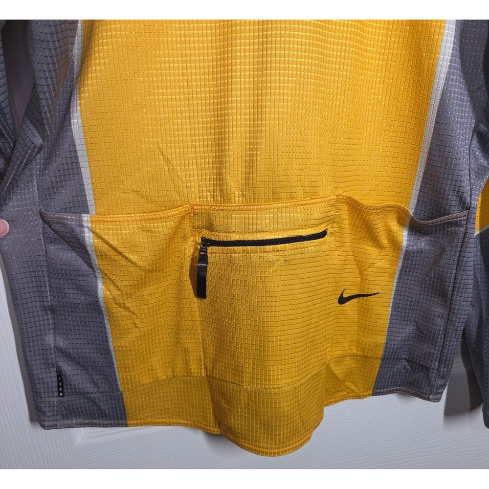 VTG Nike ACG Cycling Jersey Long Sleeve Yellow Grey Made in Italy Large 90s Y2K - Picture 5 of 14
